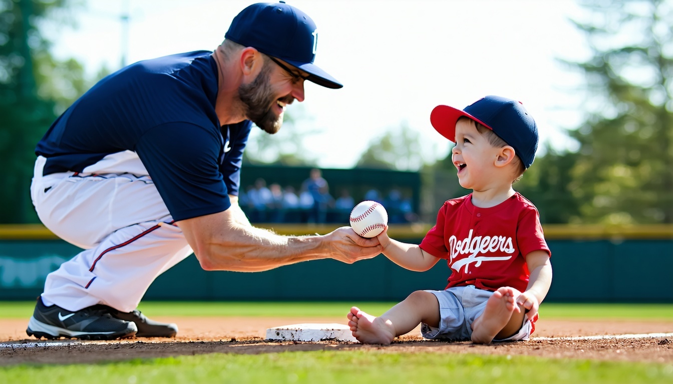 Child and parent celebrating a baseball milestone together